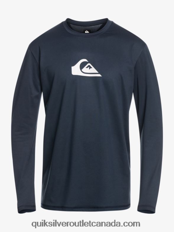 CA Quiksilver Men Solid Streak Long Sleeve UPF 50 Surf Tee navy blazer TX4R2842