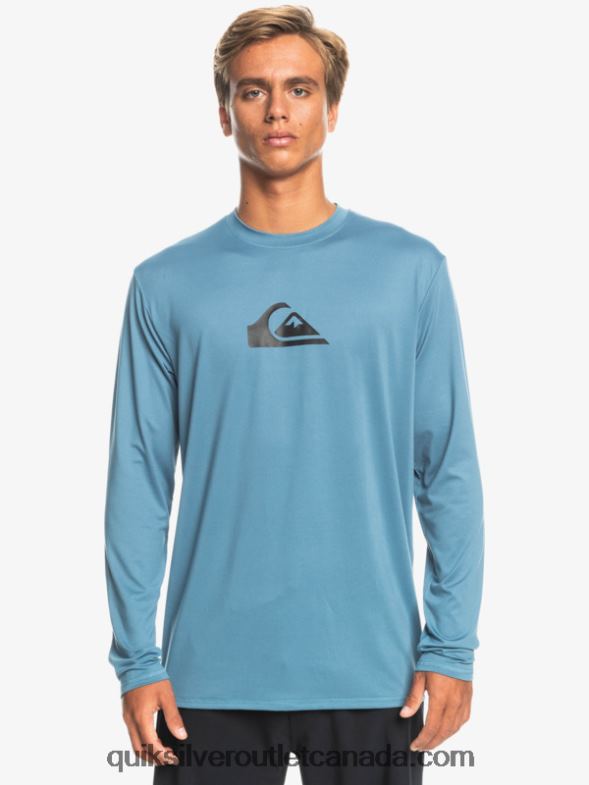 CA Quiksilver Men Solid Streak Long Sleeve UPF 50 Surf Tee provencial TX4R2847