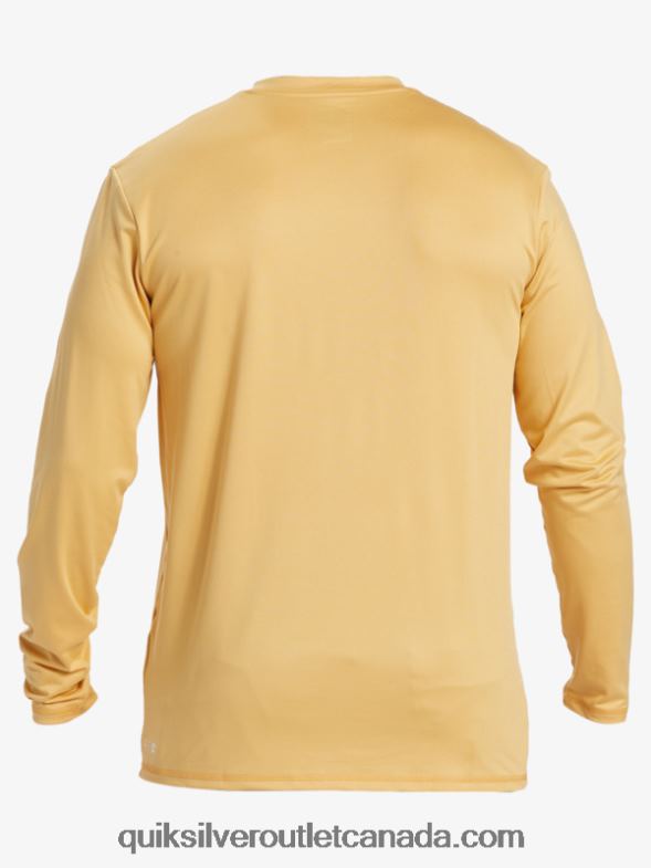 CA Quiksilver Men Solid Streak Long Sleeve UPF 50 Surf Tee wheat TX4R2843