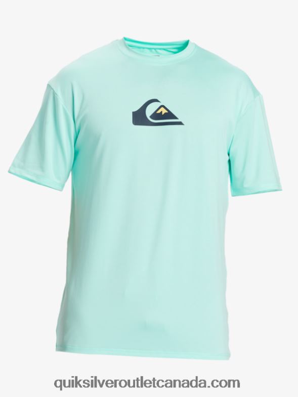 CA Quiksilver Men Solid Streak Short Sleeve UPF 50 Surf Tee beach glass TX4R2886