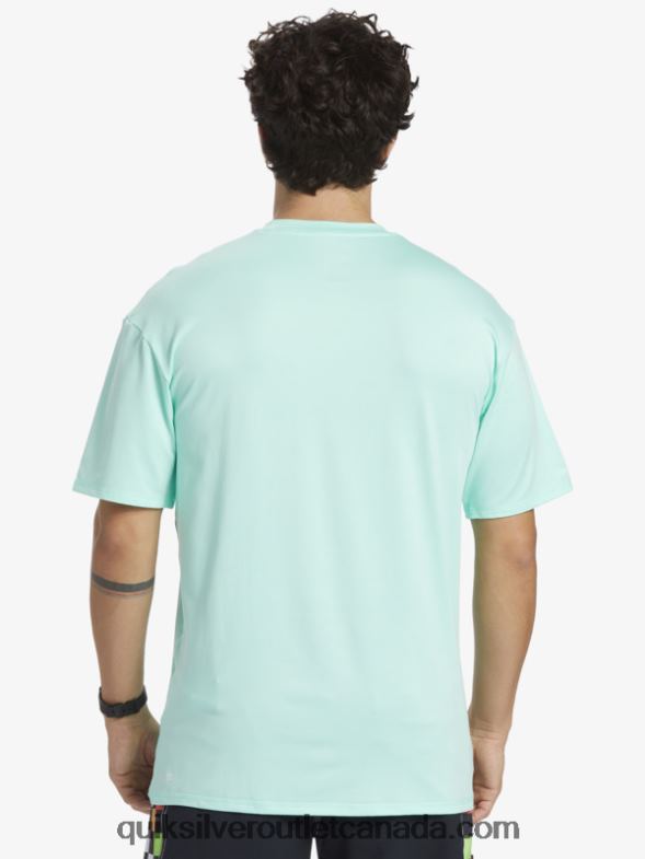 CA Quiksilver Men Solid Streak Short Sleeve UPF 50 Surf Tee beach glass TX4R2886
