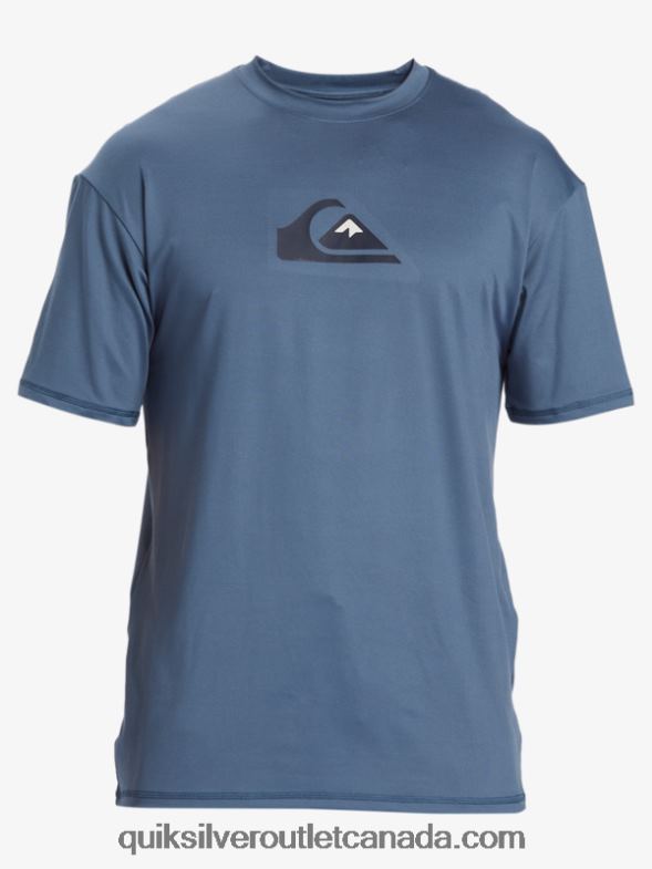 CA Quiksilver Men Solid Streak Short Sleeve UPF 50 Surf Tee bering sea TX4R2888