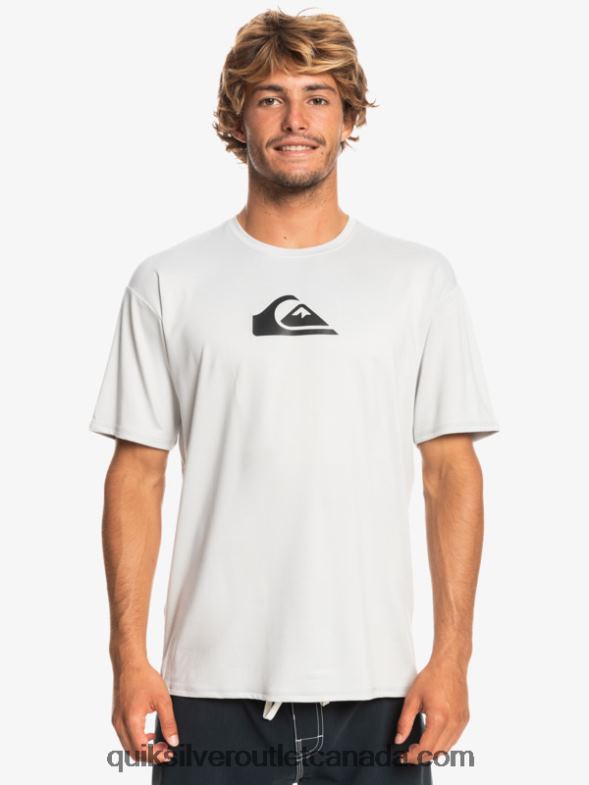 CA Quiksilver Men Solid Streak Short Sleeve UPF 50 Surf Tee gray violet TX4R2884