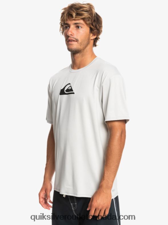 CA Quiksilver Men Solid Streak Short Sleeve UPF 50 Surf Tee gray violet TX4R2884