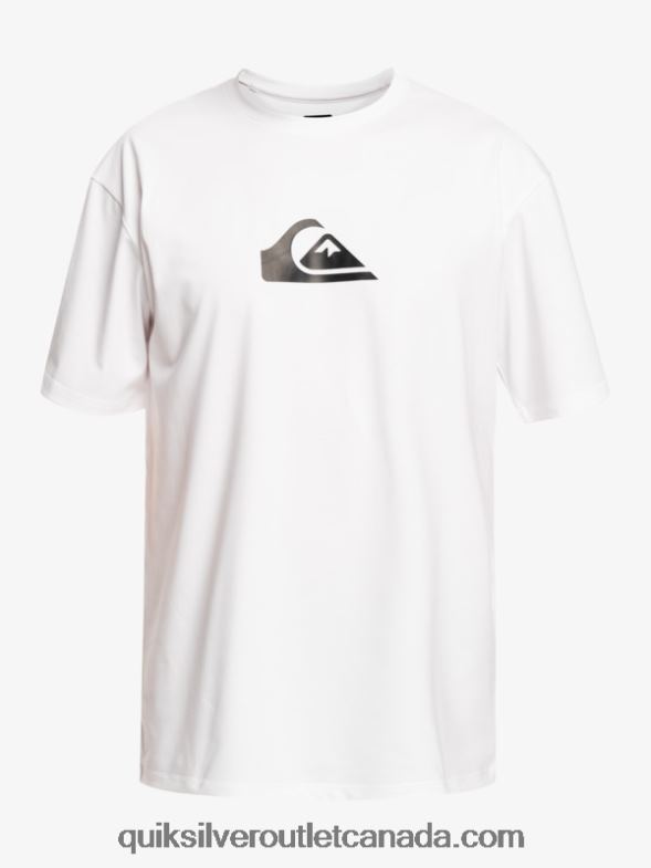 CA Quiksilver Men Solid Streak Short Sleeve UPF 50 Surf Tee white TX4R2881