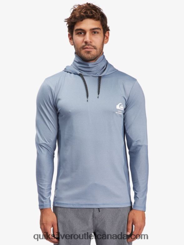 CA Quiksilver Men Waterman Angler Hooded Long Sleeve UPF 50 Surf T-Shirt ensign blue TX4R21849