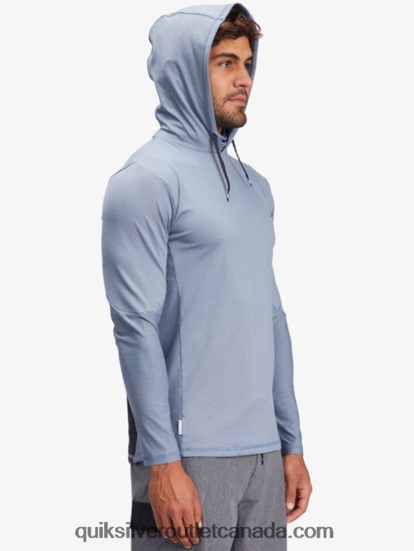 CA Quiksilver Men Waterman Angler Hooded Long Sleeve UPF 50 Surf T-Shirt ensign blue TX4R21849