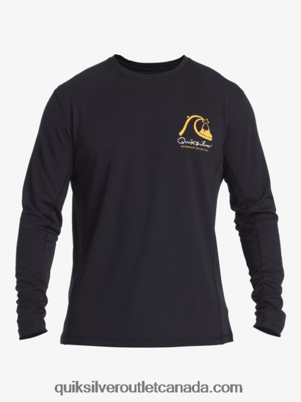 CA Quiksilver Men Waterman Bamboo Check 2 UPF 50 Long Sleeve Surf Tee black TX4R2261