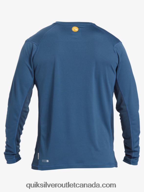 CA Quiksilver Men Waterman Bamboo Check 2 UPF 50 Long Sleeve Surf Tee ensign blue TX4R2259