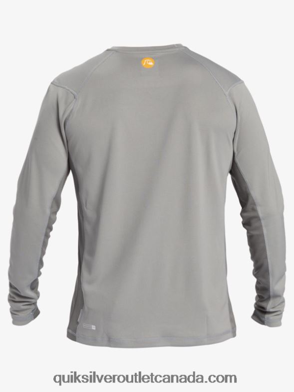 CA Quiksilver Men Waterman Bamboo Check 2 UPF 50 Long Sleeve Surf Tee sharkskin TX4R2258
