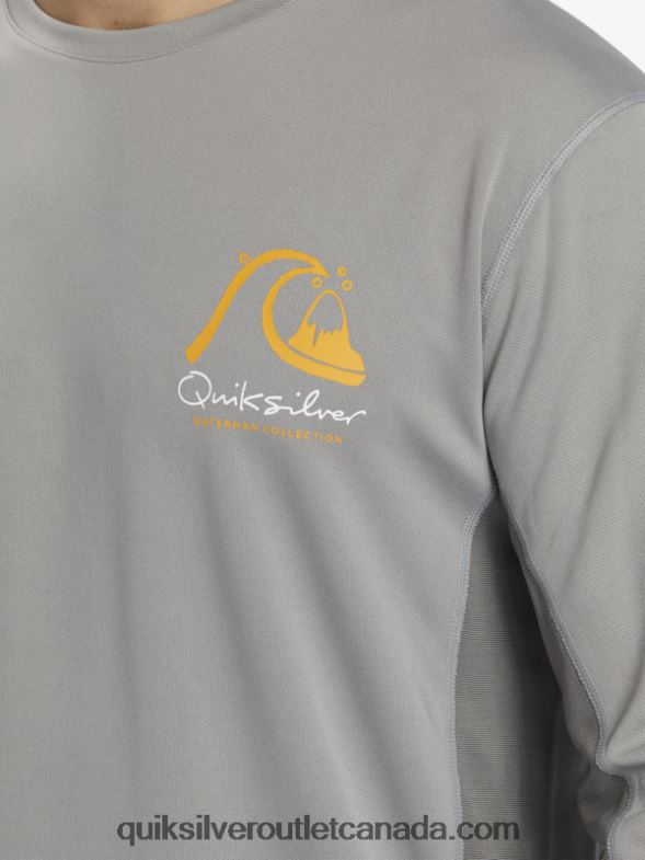 CA Quiksilver Men Waterman Bamboo Check 2 UPF 50 Long Sleeve Surf Tee sharkskin TX4R2258