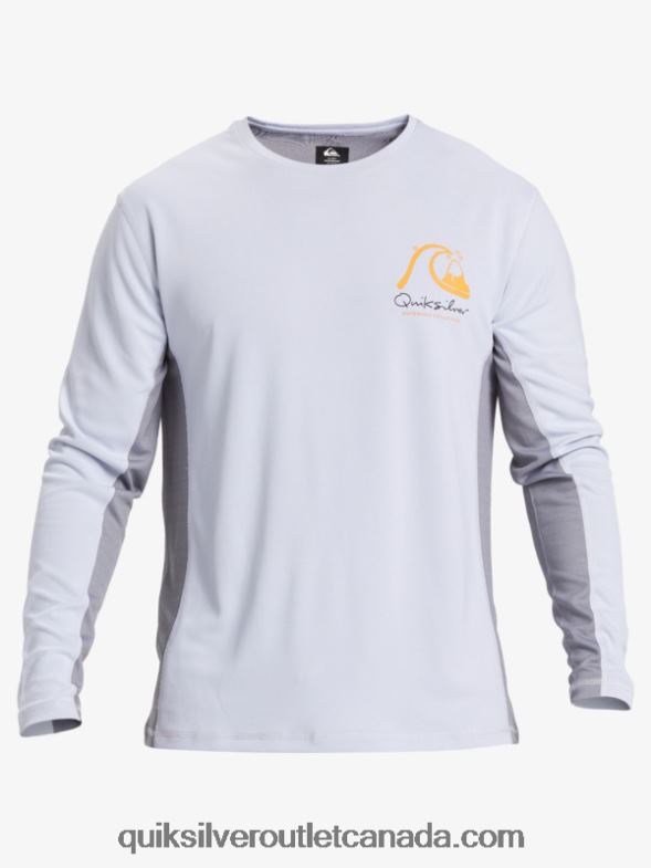 CA Quiksilver Men Waterman Bamboo Check 2 UPF 50 Long Sleeve Surf Tee white TX4R2260