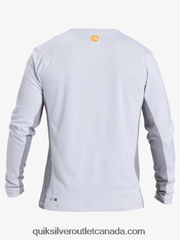 CA Quiksilver Men Waterman Bamboo Check 2 UPF 50 Long Sleeve Surf Tee white TX4R2260