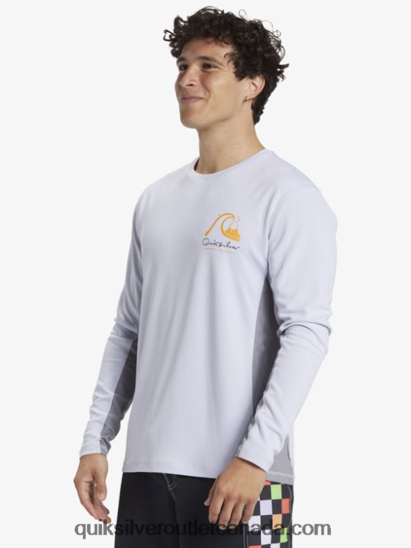 CA Quiksilver Men Waterman Bamboo Check 2 UPF 50 Long Sleeve Surf Tee white TX4R2260