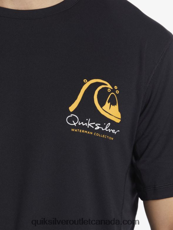 CA Quiksilver Men Waterman Bamboo Check 2 UPF 50 Short Sleeve Surf Tee black TX4R2276