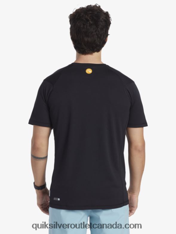 CA Quiksilver Men Waterman Bamboo Check 2 UPF 50 Short Sleeve Surf Tee black TX4R2276