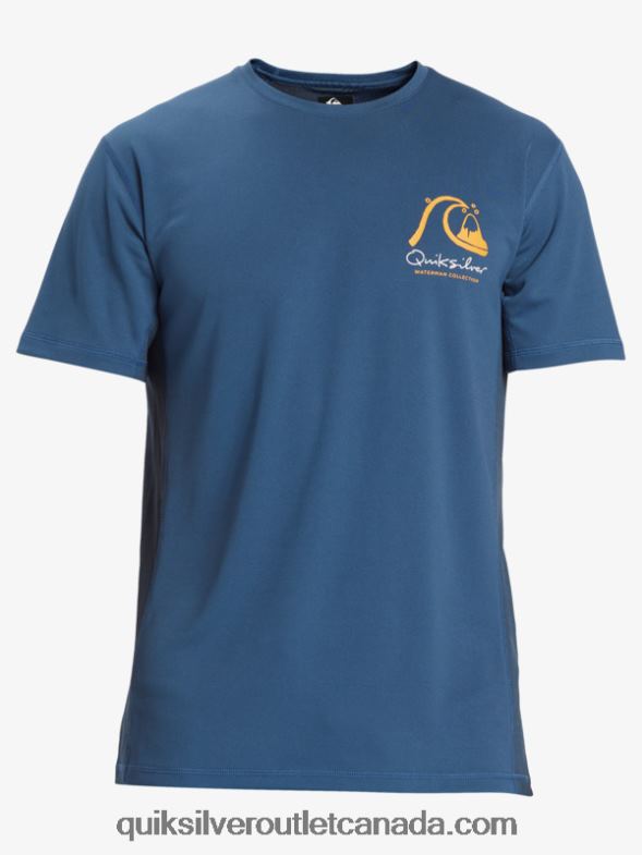 CA Quiksilver Men Waterman Bamboo Check 2 UPF 50 Short Sleeve Surf Tee ensign blue TX4R2275