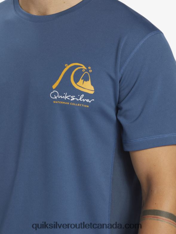 CA Quiksilver Men Waterman Bamboo Check 2 UPF 50 Short Sleeve Surf Tee ensign blue TX4R2275