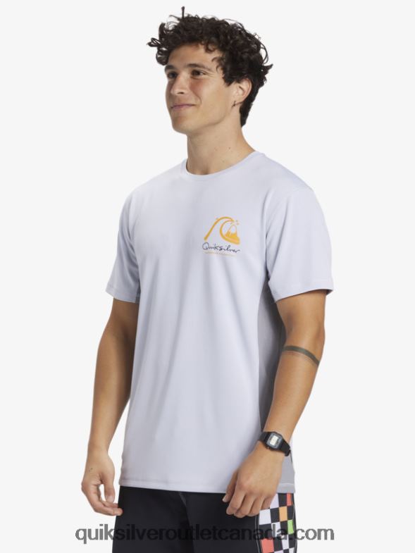 CA Quiksilver Men Waterman Bamboo Check 2 UPF 50 Short Sleeve Surf Tee white TX4R2273
