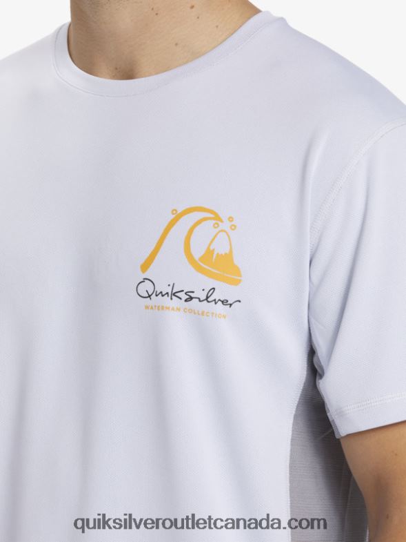 CA Quiksilver Men Waterman Bamboo Check 2 UPF 50 Short Sleeve Surf Tee white TX4R2273