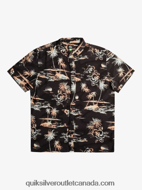 CA Quiksilver Men Airflow Cotton Short Sleeve Shirt black airflow TX4R21369