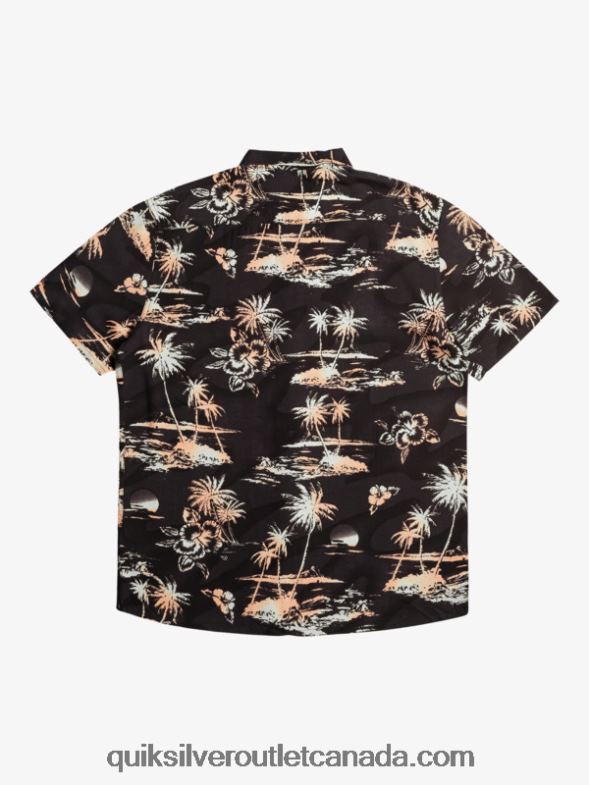 CA Quiksilver Men Airflow Cotton Short Sleeve Shirt black airflow TX4R21369