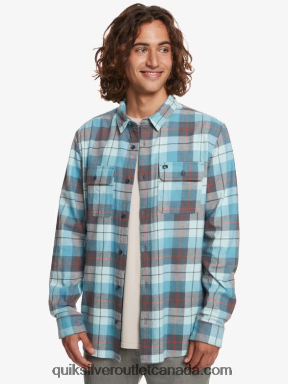 CA Quiksilver Men Kinsale Stretch Long Sleeve Shirt iced aqua kinsale TX4R21507