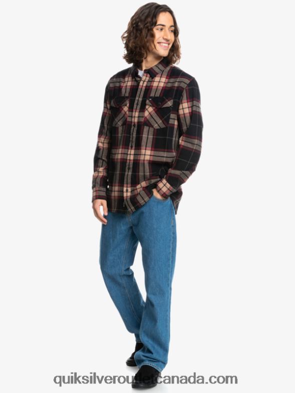 CA Quiksilver Men Linden Stretch Long Sleeve Flannel Shirt black linden stretch TX4R21428