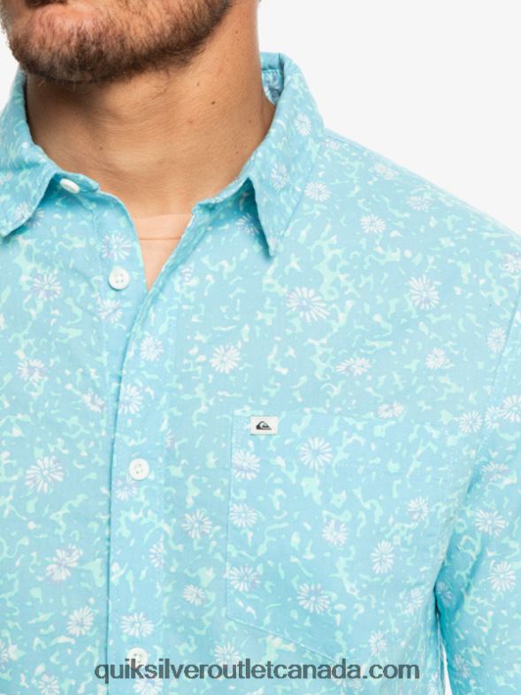 CA Quiksilver Men Mellow Fuzz Short Sleeve Shirt sky blue mellow fuzz TX4R21230