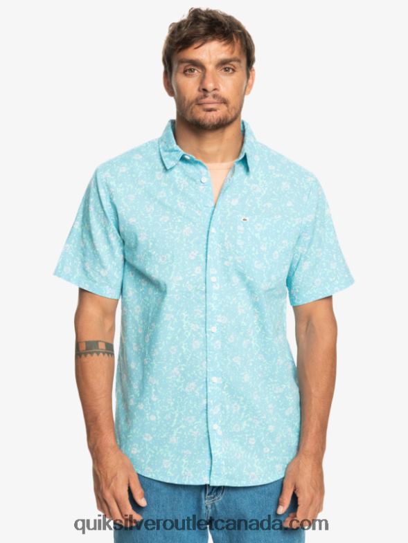 CA Quiksilver Men Mellow Fuzz Short Sleeve Shirt sky blue mellow fuzz TX4R21230