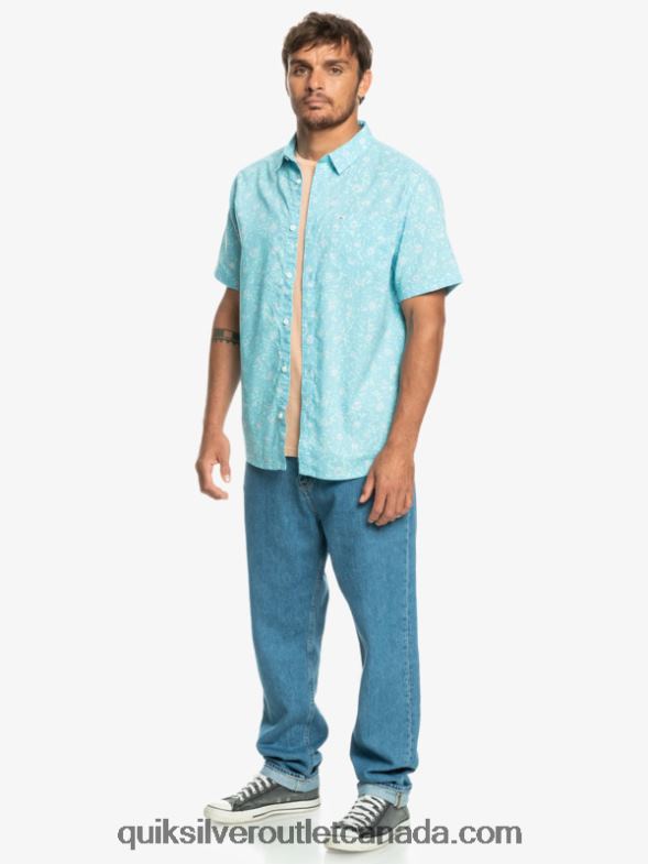 CA Quiksilver Men Mellow Fuzz Short Sleeve Shirt sky blue mellow fuzz TX4R21230