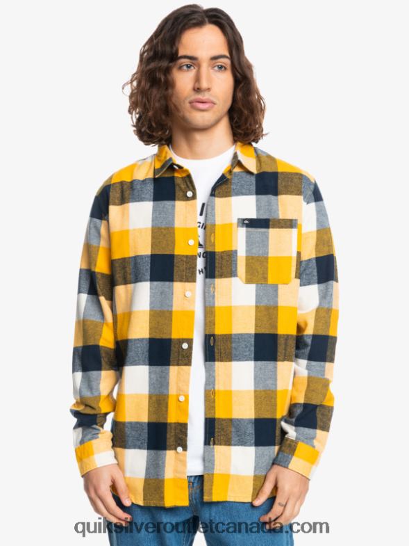 CA Quiksilver Men Motherfly Long Sleeve Flannel Shirt birch motherfly 223 TX4R21575