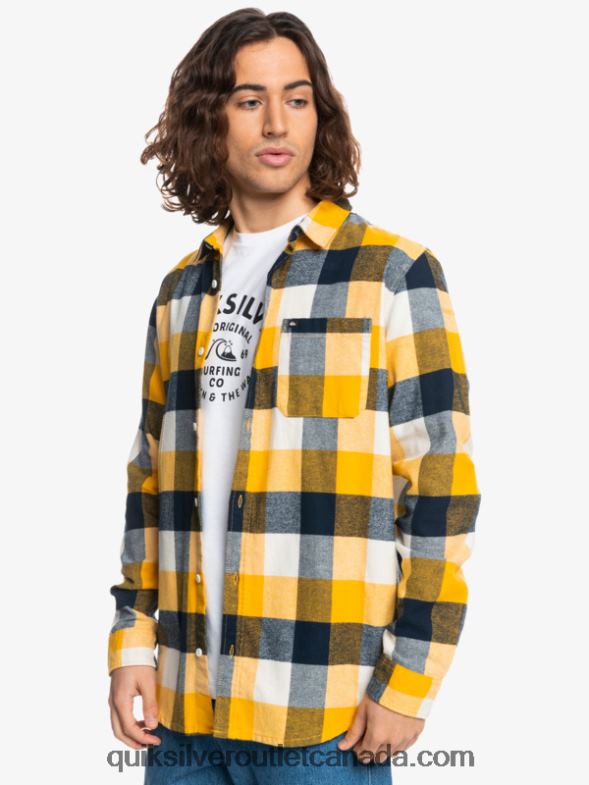 CA Quiksilver Men Motherfly Long Sleeve Flannel Shirt birch motherfly 223 TX4R21575