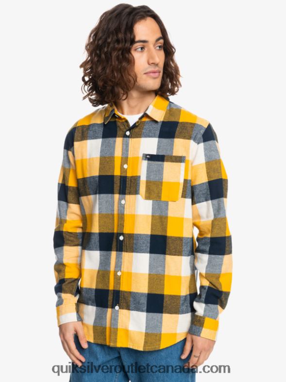 CA Quiksilver Men Motherfly Long Sleeve Flannel Shirt birch motherfly 223 TX4R21575