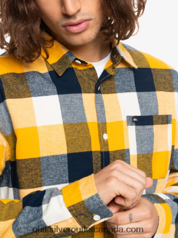 CA Quiksilver Men Motherfly Long Sleeve Flannel Shirt birch motherfly 223 TX4R21575