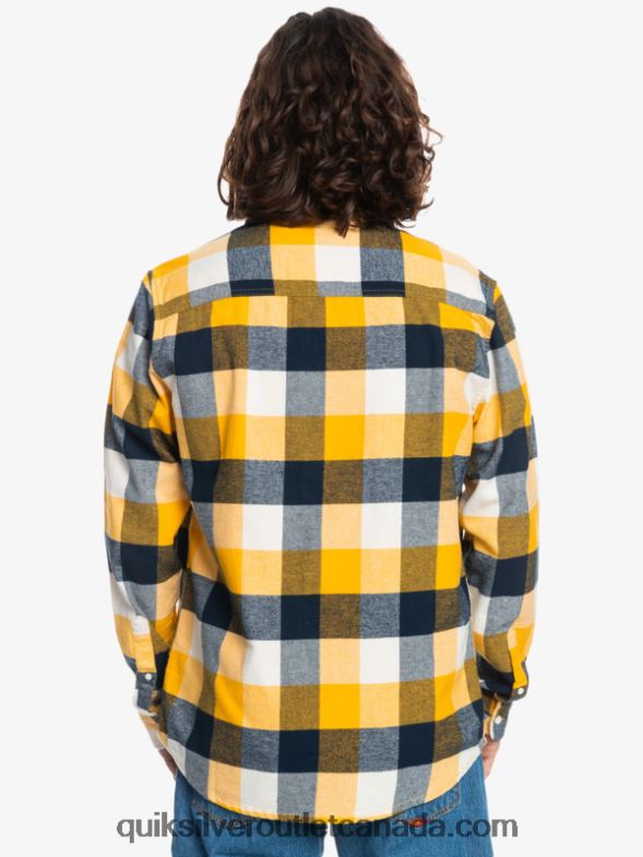 CA Quiksilver Men Motherfly Long Sleeve Flannel Shirt birch motherfly 223 TX4R21575