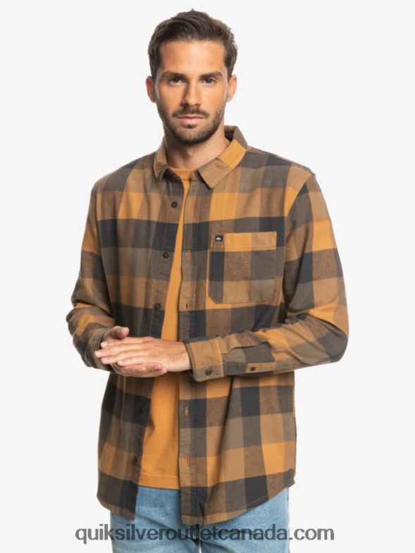 CA Quiksilver Men Motherfly Long Sleeve Flannel Shirt brown sugar motherfly TX4R21574
