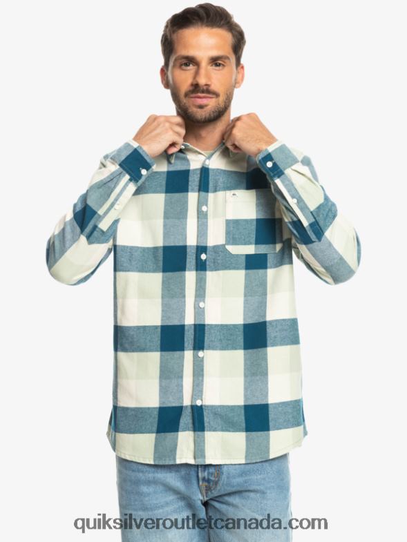 CA Quiksilver Men Motherfly Long Sleeve Flannel Shirt desert sage motherfly TX4R21573