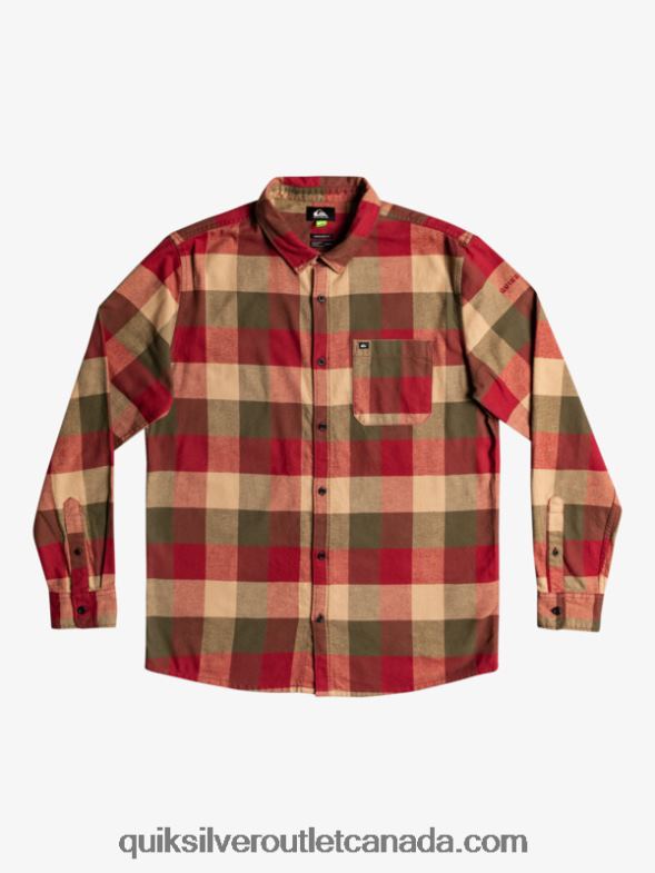 CA Quiksilver Men Motherfly Long Sleeve Flannel Shirt ruby wine motherfly TX4R21571