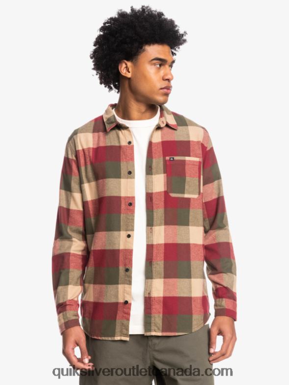 CA Quiksilver Men Motherfly Long Sleeve Flannel Shirt ruby wine motherfly TX4R21571