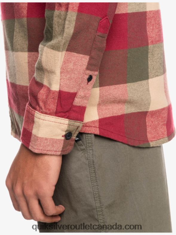 CA Quiksilver Men Motherfly Long Sleeve Flannel Shirt ruby wine motherfly TX4R21571