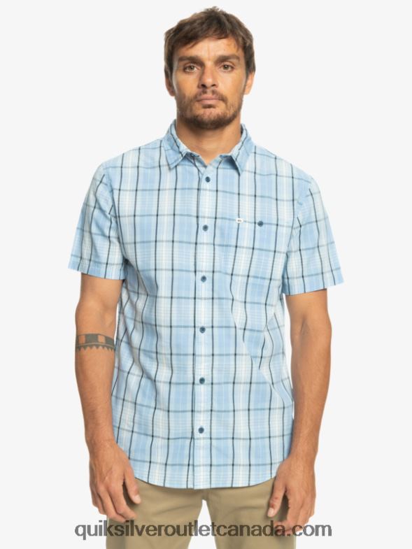 CA Quiksilver Men New Swinton Short Sleeve Shirt sky blue swinton TX4R2916