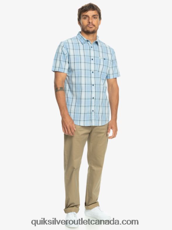 CA Quiksilver Men New Swinton Short Sleeve Shirt sky blue swinton TX4R2916