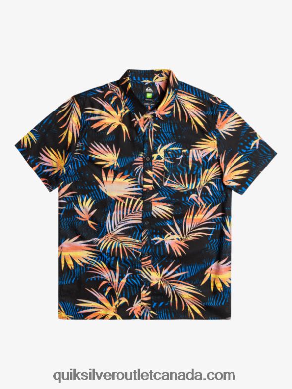 CA Quiksilver Men Ripped Up Cotton Short Sleeve Shirt black rippedup TX4R21239