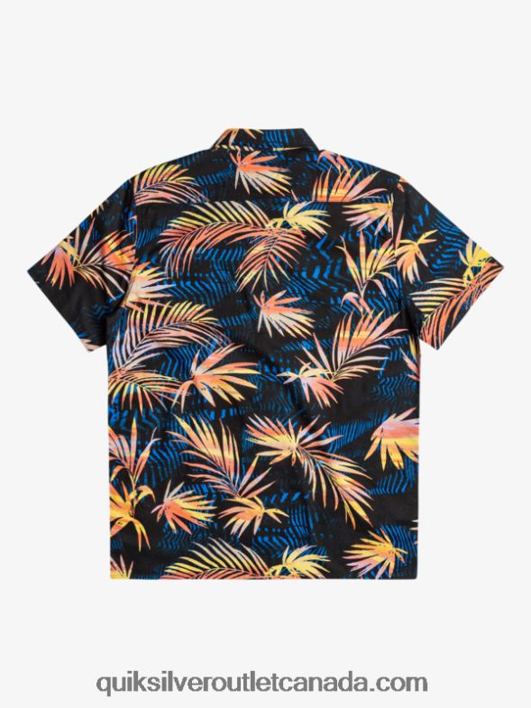CA Quiksilver Men Ripped Up Cotton Short Sleeve Shirt black rippedup TX4R21239