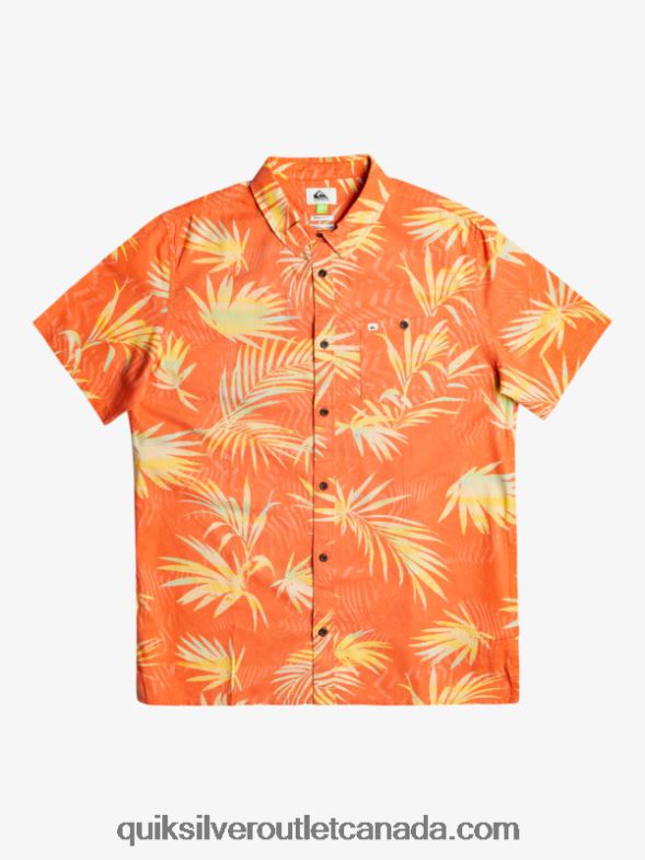 CA Quiksilver Men Ripped Up Cotton Short Sleeve Shirt fresh salmon ripped up TX4R21241