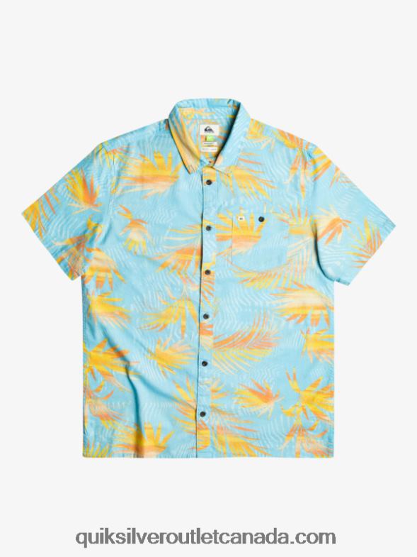 CA Quiksilver Men Ripped Up Cotton Short Sleeve Shirt sky blue ripped up TX4R21240