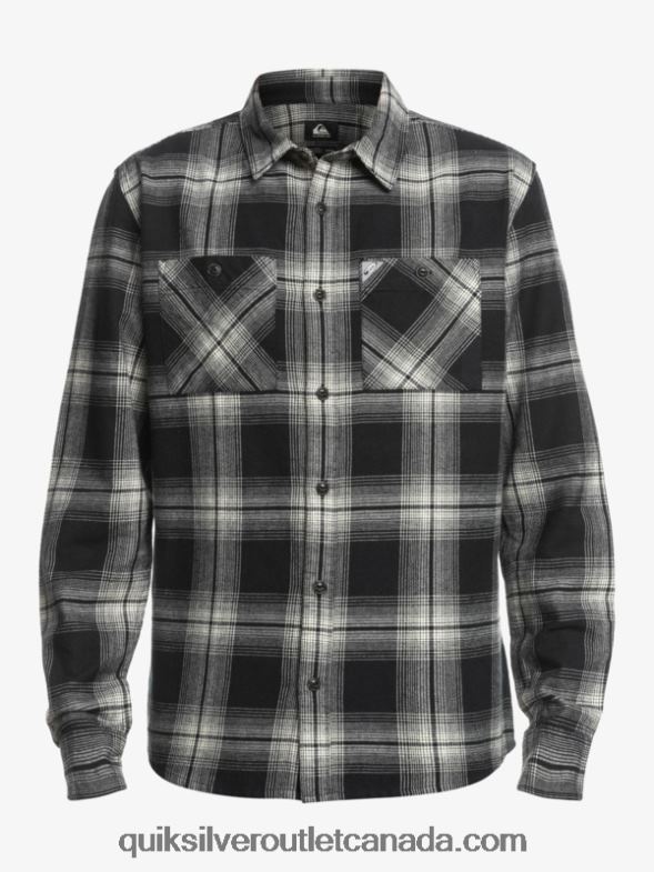 CA Quiksilver Men Saturn Plaid Long Sleeve Shirt black saturn TX4R21692