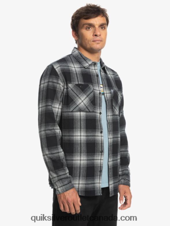 CA Quiksilver Men Saturn Plaid Long Sleeve Shirt black saturn TX4R21692