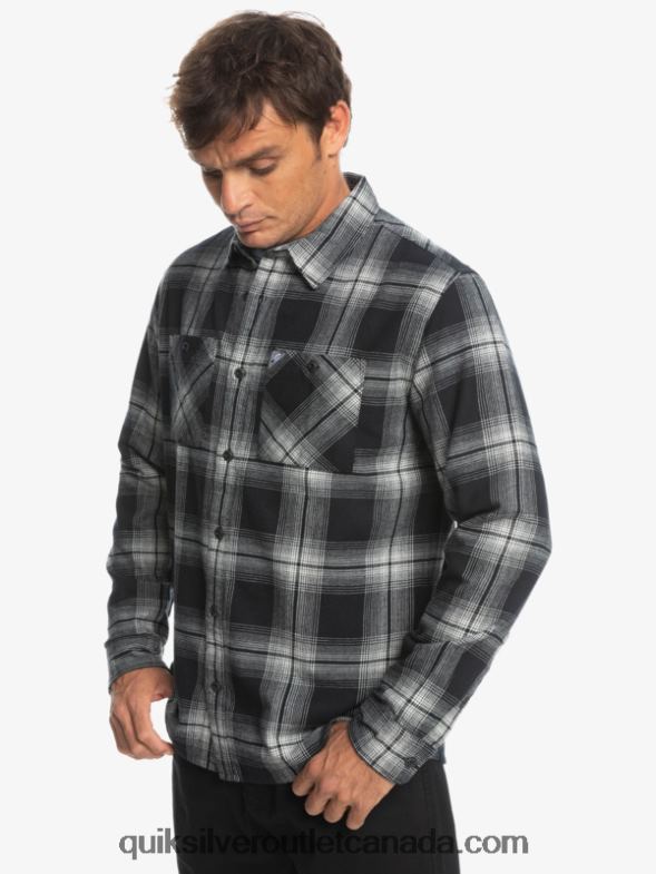 CA Quiksilver Men Saturn Plaid Long Sleeve Shirt black saturn TX4R21692